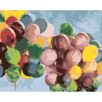 Dětské zboží ZUTY Malování podle čísel - BAREVNÉ NAROZENINOVÉ BALONKY Rozměr: 40x50 cm, Rámování: vypnuté plátno na rám