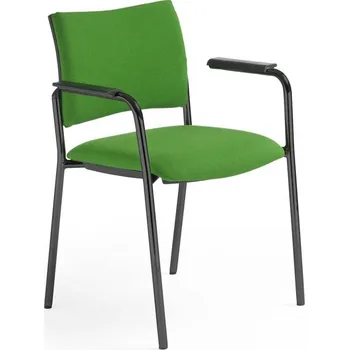 Konferenční židle INTRATA, čalouněná, potah z látky Sempre, světle zelená, konstrukce černá