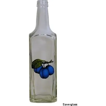 Láhev Boston - 0.50 bezbarevná + obtisk švestky 3 s lístkem