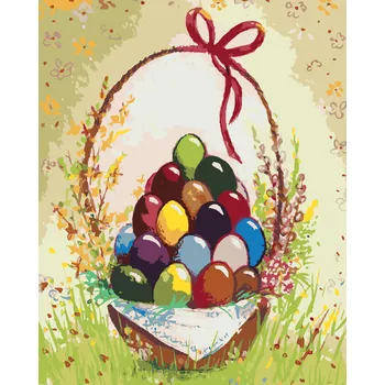 ZUTY Malování podle čísel - VELIKONOČNÍ VAJÍČKA V KOŠÍKU Rozměr: 40x50 cm, Rámování: bez rámu a bez vypnutí plátna