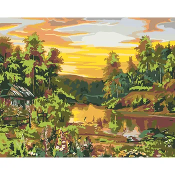 ZUTY Malování podle čísel - MALÝ SRUB U ŘEKY Rozměr: 40x50 cm, Rámování: bez rámu a bez vypnutí plátna