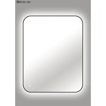 Zrcadlo LED zrcadlo do koupelny s osvětlením Tender 80 x 100 cm v černém rámu s vypínačem a podložkou proti zamlžení