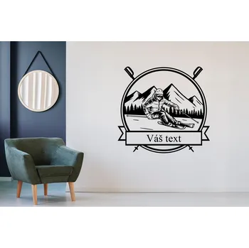 Samolepící dekorace Lepy.cz Samolepka na zeď Lyžař + Vaše jméno Velikost (šířka x výška): 50x47cm, Barevná varianta: Černá