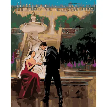 ZUTY Malování podle čísel - RANDE PŘED FONTÁNOU Rozměr: 40x50 cm, Rámování: vypnuté plátno na rám