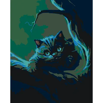 ZUTY Malování podle čísel - NOČNÍ ŽIVOT KOČKY Rozměr: 40x50 cm, Rámování: bez rámu a bez vypnutí plátna