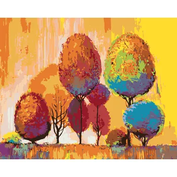 ZUTY Malování podle čísel - BAREVNÉ PODZIMNÍ STROMY Rozměr: 40x50 cm, Rámování: bez rámu a bez vypnutí plátna