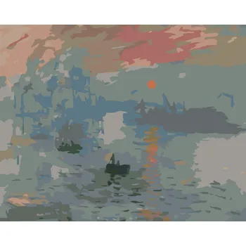ZUTY Malování podle čísel - DOJEM, VÝCHOD SLUNCE (CLAUDE MONET) Rozměr: 40x50 cm, Rámování: bez rámu a bez vypnutí plátna