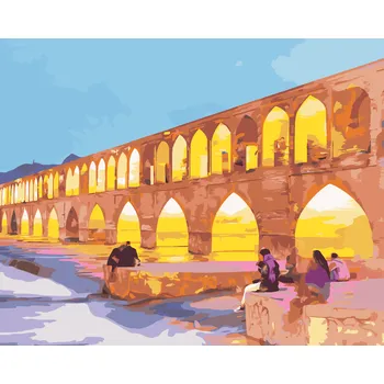 Hračka ZUTY Malování podle čísel - OSVĚTLENÝ ALLAHVERDI KHAN MOST V ÍRÁNU Rozměr: 40x50 cm, Rámování: vypnuté plátno na rám
