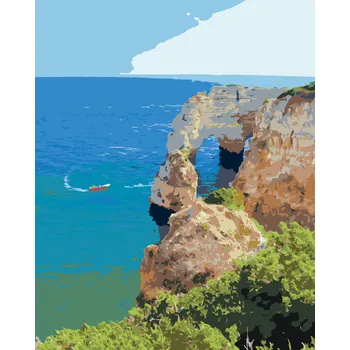 ZUTY Malování podle čísel - LETNÍ KRAJINA PORTUGALSKÉHO POBŘEŽÍ Rozměr: 80x100 cm, Rámování: bez rámu a bez vypnutí plátna