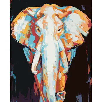 ZUTY Malování podle čísel - BAREVNÝ SLON NA ČERNÉM POZADÍ Rozměr: 40x50 cm, Rámování: bez rámu a bez vypnutí plátna