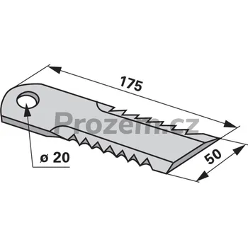 Pracovní nůž Nůž drtiče pro John Deere, 175/4,5/50/20 mm, ozubený, Z75875, JZ103205, Z100765, JZ100765, JZ75875