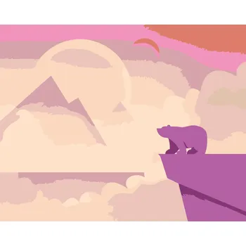 Hračka ZUTY Malování podle čísel - MEDVĚD A RŮŽOVÁ KRAJINA Rozměr: 40x50 cm, Rámování: vypnuté plátno na rám