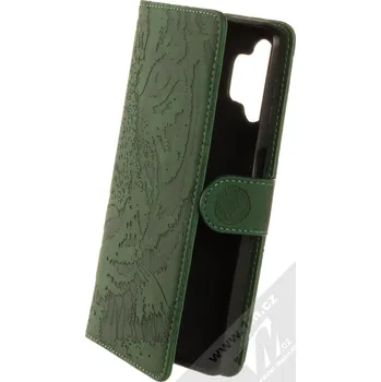 Pouzdro na mobilní telefon 1Mcz Velvety Burrow Tygr 1 Book flipové pouzdro pro Samsung Galaxy A32 5G, Galaxy M32 5G tmavě zelená (forest green)