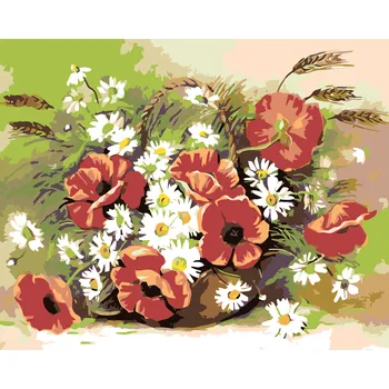 ZUTY Malování podle čísel - VLČÍ MÁK A KOPRETINY Rozměr: 40x50 cm, Rámování: vypnuté plátno na rám