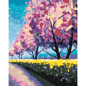 ZUTY Malování podle čísel - SAKURY VE SLUNNÉM PARKU Rozměr: 40x50 cm, Rámování: bez rámu a bez vypnutí plátna