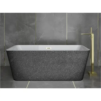 Vana HOPA Volně stojící vana EVITA Glam - grafitová + Barva - GLAM 03 - grafitová, Barva sifonu - Zlatá, Rozměr vany - 160 × 80 cm, VANEVITA160ZG3