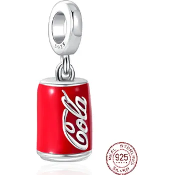 Přívěsek Charm Sterlingové stříbro 925 Coca Cola v plechu, přívěsek na náramek, jídlo a pití