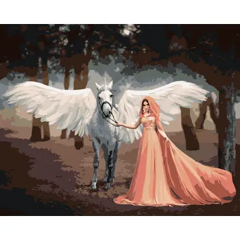 ZUTY Malování podle čísel - ELF A JEDNOROŽEC Rozměr: 40x50 cm, Rámování: bez rámu a bez vypnutí plátna