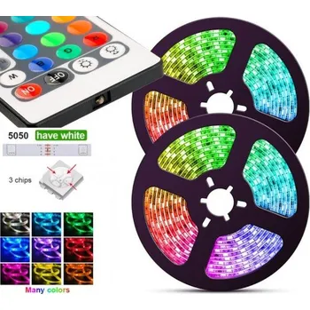 LED páska LED pásek 5 m, typ 5050, RGB + bílá, dálkové ovládání
