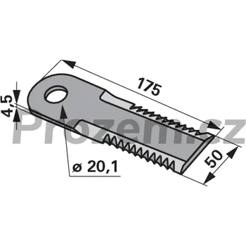 Pracovní nůž Nůž drtiče pro Dronningborg, 175/4,5/50/20,1 mm, ozubený, 49074600