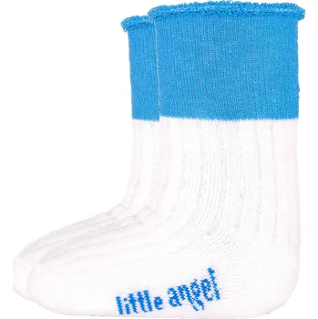 Little Angel Ponožky froté Outlast® - bílá/modrá Velikost ponožek: 20-24 | 14-16 cm