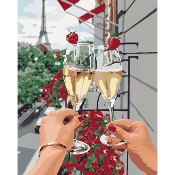 ZUTY Malování podle čísel - ŠAMPAŇSKÉ V PAŘÍŽI Rozměr: 40x50 cm, Rámování: bez rámu a bez vypnutí plátna