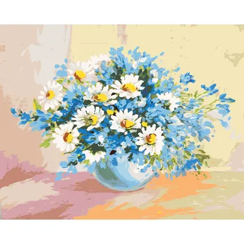 ZUTY Malování podle čísel - HEŘMÁNEK A MODRÉ KVĚTINY Rozměr: 40x50 cm, Rámování: bez rámu a bez vypnutí plátna