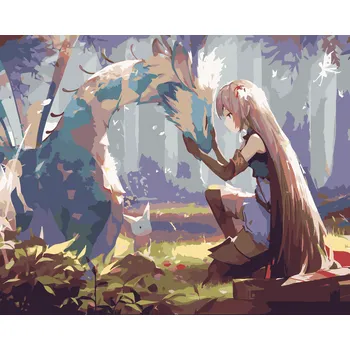 ZUTY Malování podle čísel - ANIME DÍVKA S DRAKEM Rozměr: 40x50 cm, Rámování: bez rámu a bez vypnutí plátna