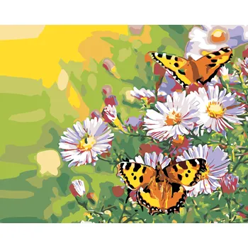 ZUTY Malování podle čísel - MOTÝLCI NA KOPRETINÁCH Rozměr: 40x50 cm, Rámování: vypnuté plátno na rám