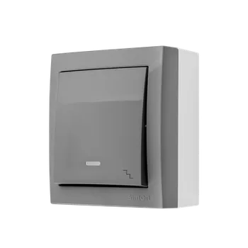 vypínač SIMON ACW6L/16 Schodišťový vypínač odolný proti stříkající vodě s osvětlením šedá