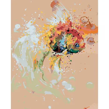ZUTY Malování podle čísel - ABSTRAKTNÍ RYBKA Rozměr: 40x50 cm, Rámování: bez rámu a bez vypnutí plátna
