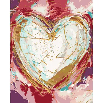 ZUTY Malování podle čísel - BÍLÉ SRDCE NA BAREVNÉM POZADÍ (HALEY BUSH) Rozměr: 40x50 cm, Rámování: bez rámu a bez vypnutí plátna
