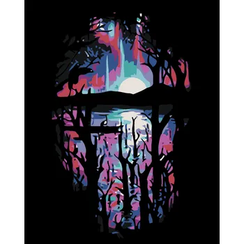 ZUTY Malování podle čísel - TEMNÁ NOC U JEZERA Rozměr: 40x50 cm, Rámování: vypnuté plátno na rám