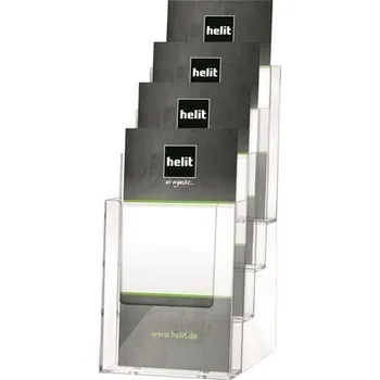 Držák na katalogy, transparentní, stolní, 1/3 A4, 4 oddíly, HELIT H2352002