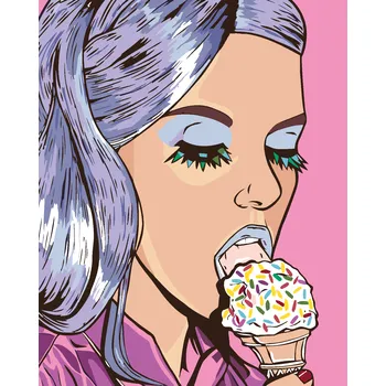 ZUTY Malování podle čísel - ŽENA SE ZMRZLINOU Rozměr: 40x50 cm, Rámování: bez rámu a bez vypnutí plátna