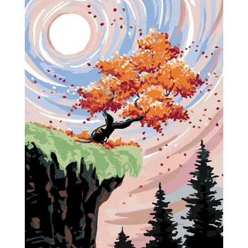 ZUTY Malování podle čísel - STROM NA ÚPATÍ SKÁLY Rozměr: 40x50 cm, Rámování: vypnuté plátno na rám