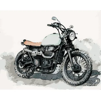 ZUTY Malování podle čísel - MOTORKA NA ŠEDÉM POZADÍ Rozměr: 40x50 cm, Rámování: vypnuté plátno na rám