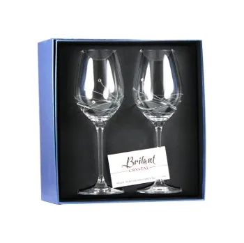 Sklenice Sada Crystal dekor - 2 ks vínové sklenice 360 ml + obtisk Swarovski + modrý karton