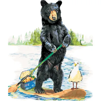 ZUTY Malování podle čísel - MEDVĚD NA LOĎCE (HOLLY SIMENTAL) Rozměr: 40x50 cm, Rámování: bez rámu a bez vypnutí plátna