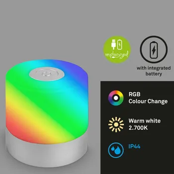 Lampička BRILONER LED nabíjecí stolní lampa, 7 cm, 1,5W, 100lm, matný chrom IP44 BRILO 7462014
