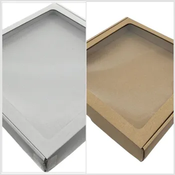 Obalový materiál Krabička s průhledným okénkem bílá a přírodní 28x28x2 cm