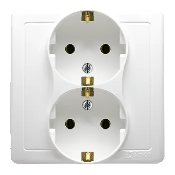 Elektrická zásuvka SIMON Basic BGSZ2Z/11 Dvojzásuvka typu Schuko s clonkami 16 A, 250 V~, šroubové svorky, bílá