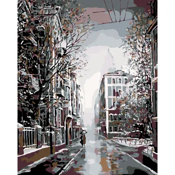 ZUTY Malování podle čísel - PROCHÁZKA PODVEČERNÍ ULICÍ Rozměr: 40x50 cm, Rámování: bez rámu a bez vypnutí plátna