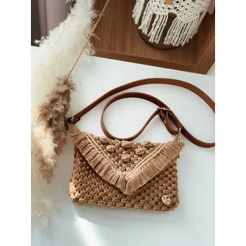 Kabelka BRIMOON Kabelka crossbody hnědá s koženým popruhem