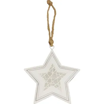 Vánoční dekorace Dekorační hvězda k zavěšení (Bílo- šedá, kovová)