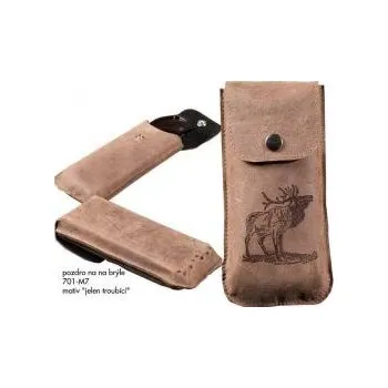 Pouzdro na brýle E-myslivost Kožené pouzdro na brýle pro myslivce hnědé - motiv Jelen