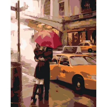 ZUTY Malování podle čísel - LOUČENÍ U TAXI Rozměr: 40x50 cm, Rámování: bez rámu a bez vypnutí plátna