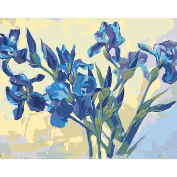 ZUTY Malování podle čísel - KOSATCE NA SVĚTLÉM POZADÍ Rozměr: 40x50 cm, Rámování: bez rámu a bez vypnutí plátna