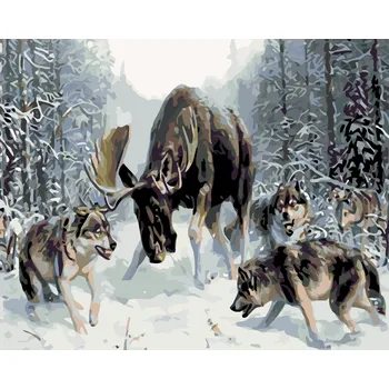 ZUTY Malování podle čísel - LOS S VLKY Rozměr: 40x50 cm, Rámování: vypnuté plátno na rám