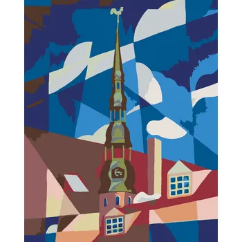 ZUTY Malování podle čísel - STŘECHA DOMU A NEBE Rozměr: 40x50 cm, Rámování: bez rámu a bez vypnutí plátna